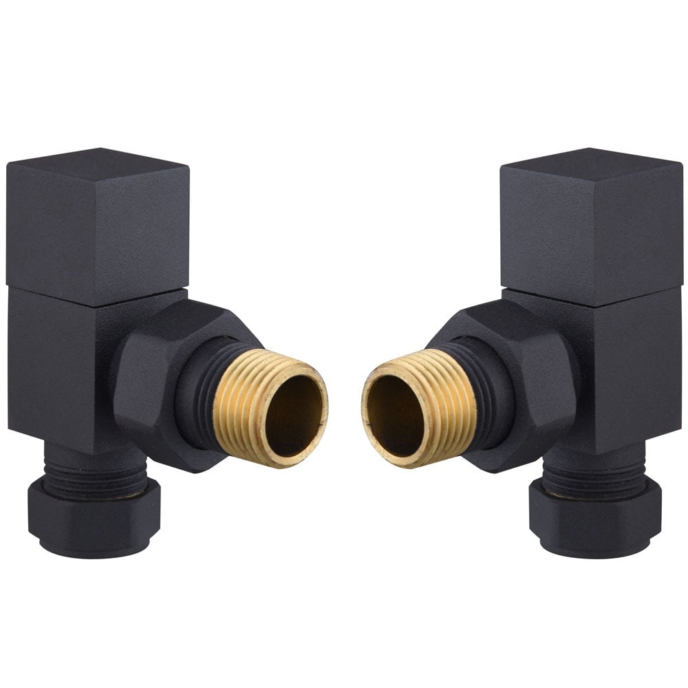Astini Cubic Black Angled Radiator Valves TIS0169