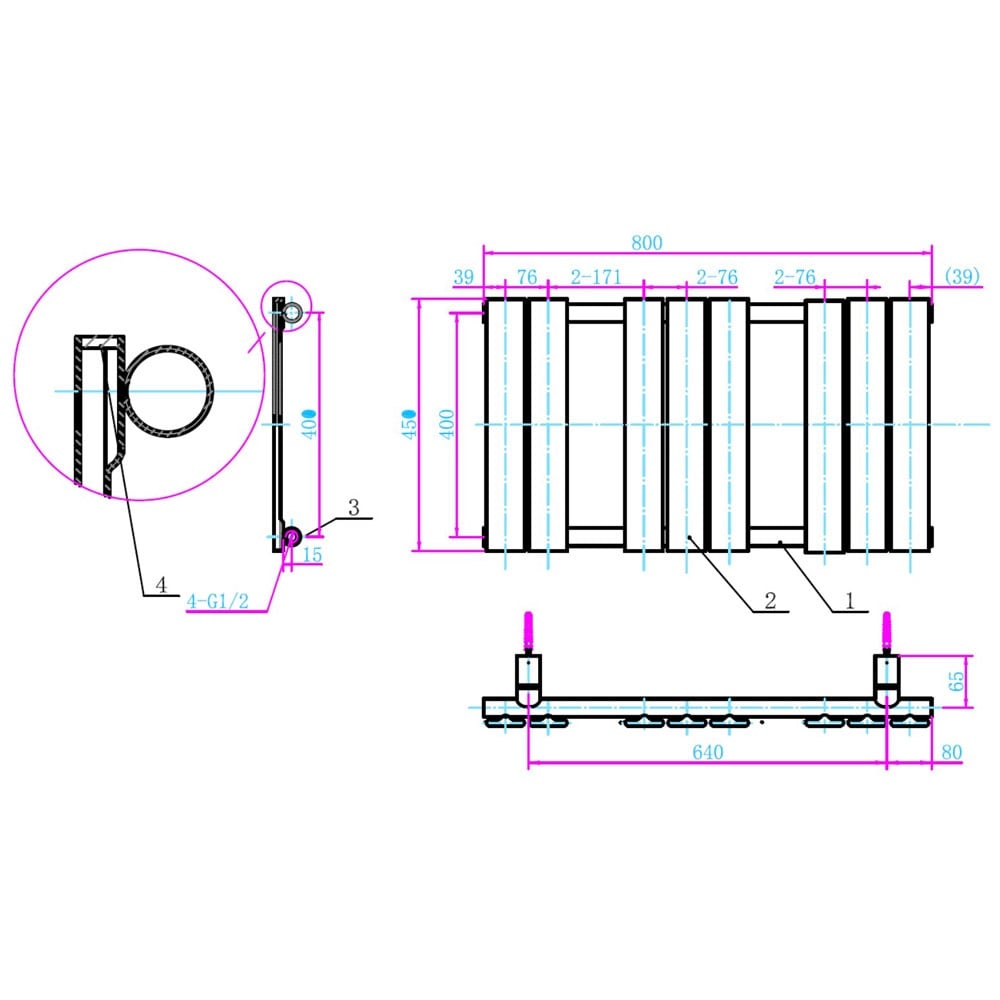 Astini Queenstown 800x450mm Chrome 250W Designer Radiator Heated Towel Rail TIS2071