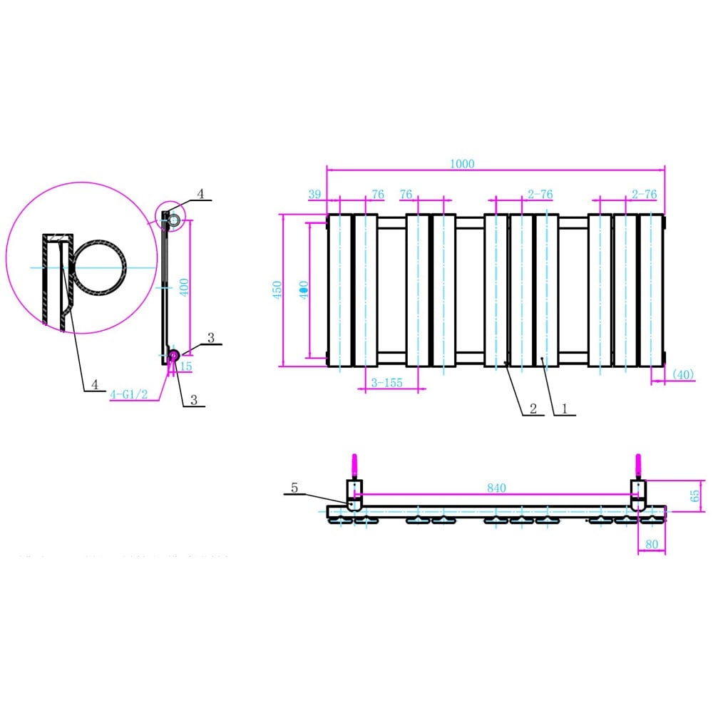 Astini Queenstown 1000x450mm Chrome 300W Designer Heated Towel Rail TIS2072