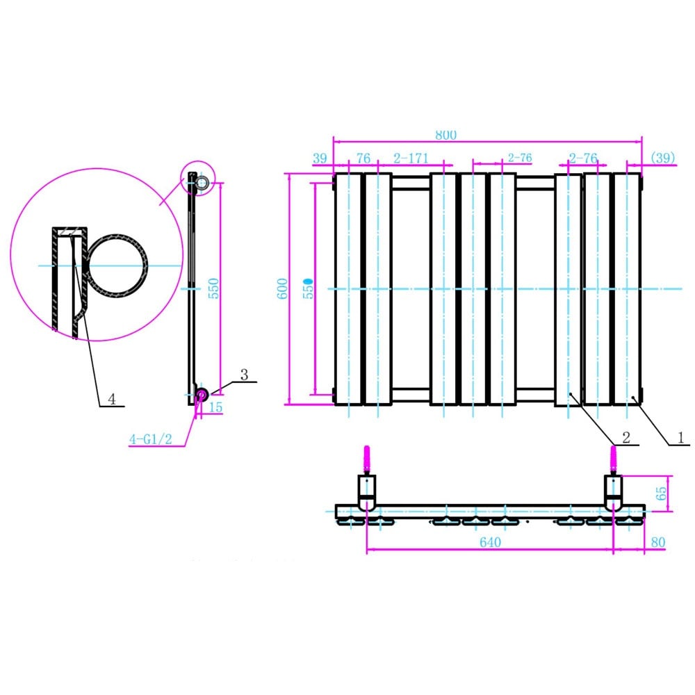 Astini Queenstown 800x600mm Chrome 350W Designer Heated Towel Rail TIS2075