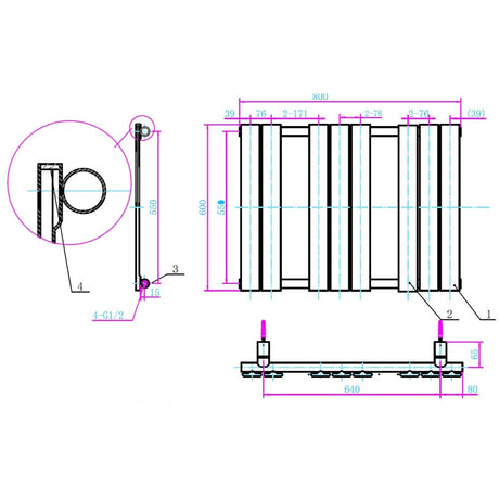 Astini Queenstown 800x600mm Chrome 350W Designer Heated Towel Rail TIS2075