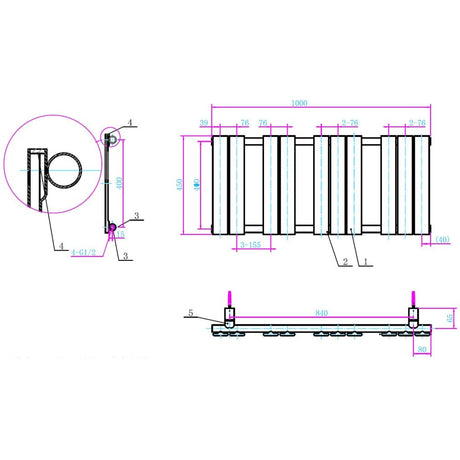 Astini Queenstown 1000x450mm White 300W Designer Heated Towel Rail TIS2081