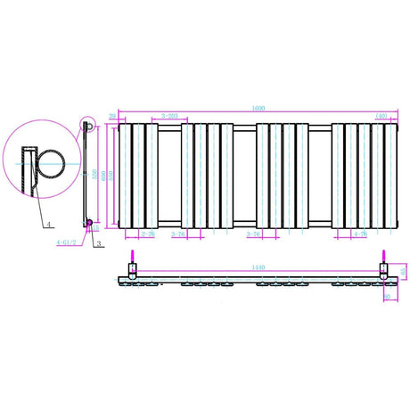 Astini Queenstown 1600x600mm White 950W Designer Heated Towel Rail TIS2087