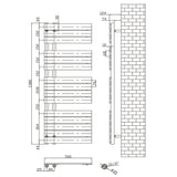Astini Wellington 1380x500mm Grey 700W Designer Heated Towel Rail TIS2099