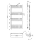 Astini Napier 1200x500mm Anthracite Straight Ladder Heated Towel Rail