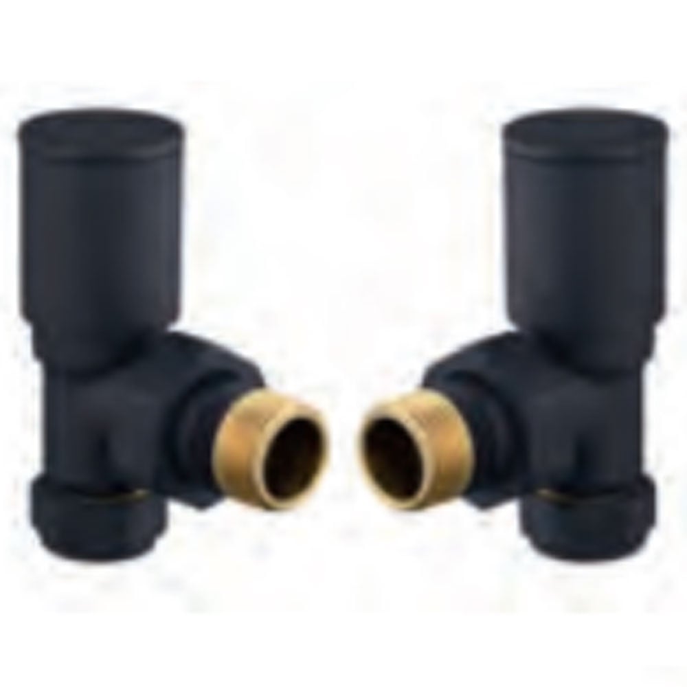 Astini Modern Black Angled Towel Rail Valves TIS0198