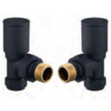 Astini Modern Black Angled Towel Rail Valves TIS0198