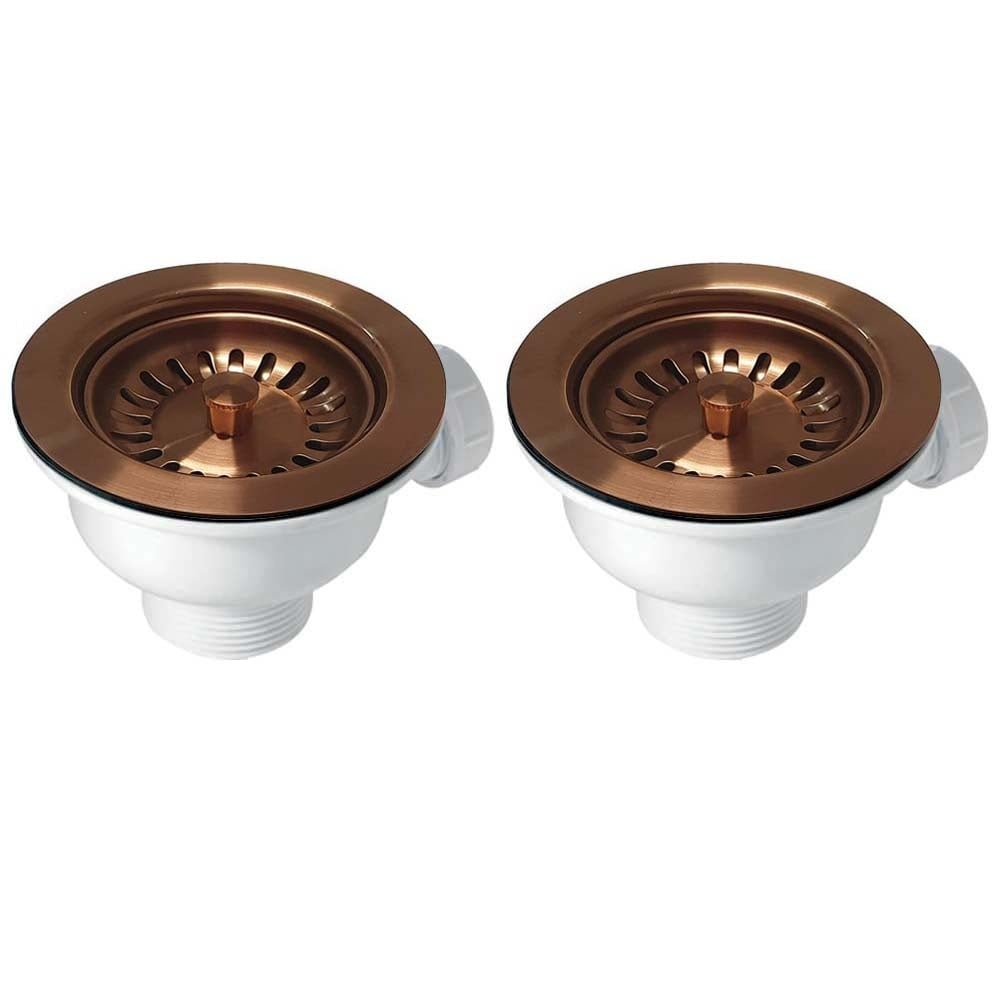 2x 90mm Basket Strainer Waste for Astini, RAK, Rangemaster Ceramic Sink