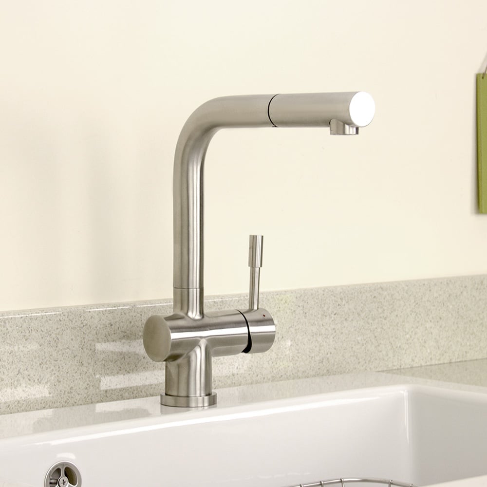 Astini Abele Brushed Stainless Steel Pullout Rinser Kitchen Sink Mixer Tap HK67