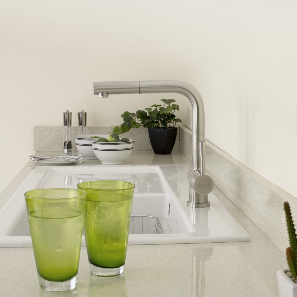 Astini Abele Brushed Stainless Steel Pullout Rinser Kitchen Sink Mixer Tap HK67