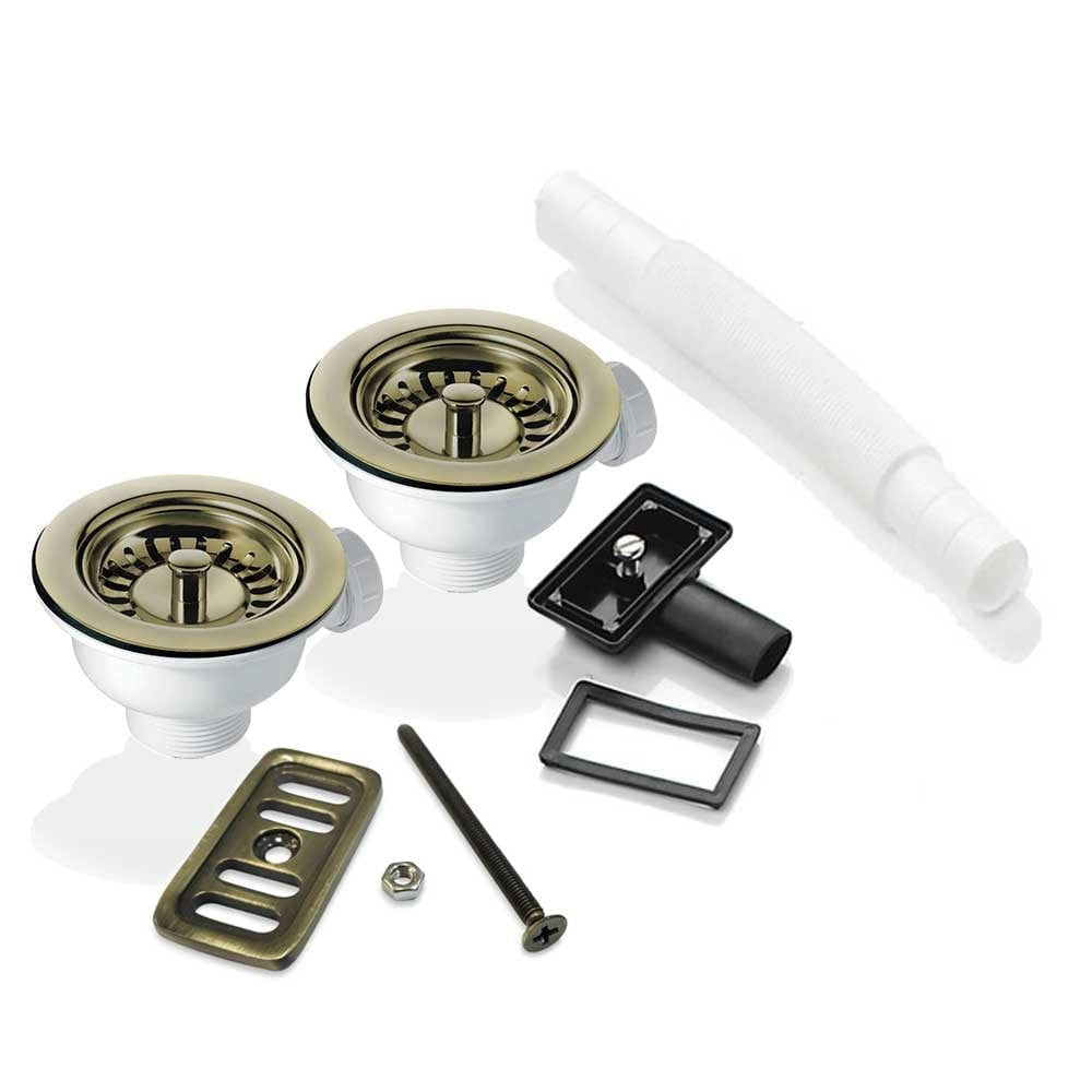 2x 90mm Waste and Overflow Kit for Astini, RAK, Rangemaster Ceramic Sinks