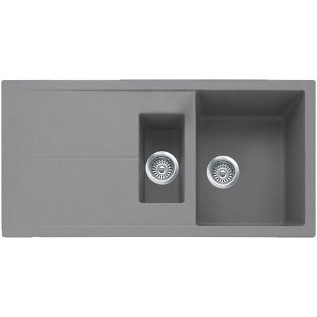 Astini Livio 1.5 Bowl Granite Grey Reversible Kitchen Sink & Waste