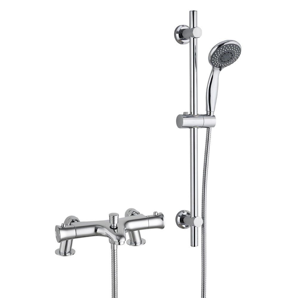 Astini Chrome Thermostatic Bath Shower Mixer Tap and Shower Riser Kit