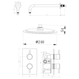 Astini Chrome Round Concealed Thermostatic Shower Valve, Head & Wall Arm TIS0009