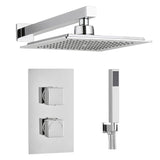 Astini Chrome Square Concealed Thermostatic Shower Valve, Head & Wall Arm TIS0010