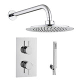 Astini Chrome Round Concealed Thermostatic Shower Valve, Head & Wall Arm TIS0011