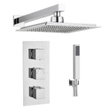 Astini Chrome Square Concealed Thermostatic Shower Valve, Head & Wall Arm