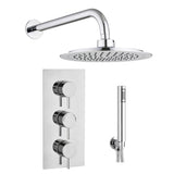 Astini Chrome Round Concealed Thermostatic Shower Valve, Head & Wall Arm