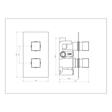 Astini Chrome Square Concealed Thermostatic 1 Way Shower Valve