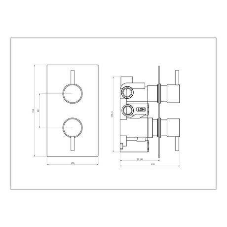 Astini Chrome Round Concealed Thermostatic 2 Way Shower Valve