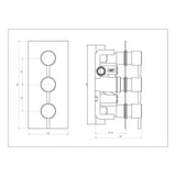 Astini Chrome Round Concealed Thermostatic 3 Lever 2 Way Shower Valve