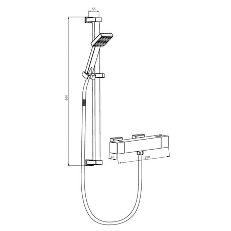 Astini Chrome Square Bar Valve & Riser Kit