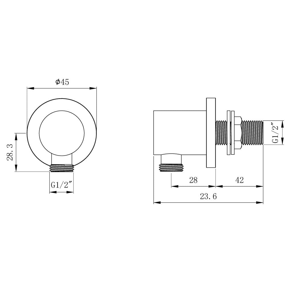 Astini Chrome Round Shower Wall Mounted Outlet Elbow