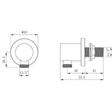 Astini Chrome Round Shower Wall Mounted Outlet Elbow