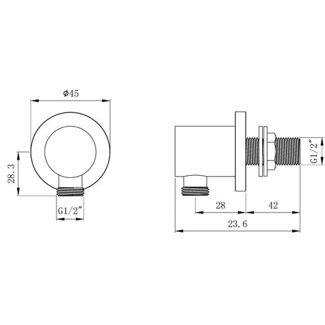 Astini Chrome Round Shower Wall Mounted Outlet Elbow