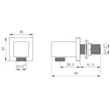 Astini Chrome Square Shower Wall Mounted Outlet Elbow