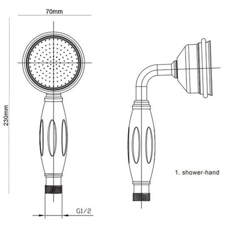Astini Tenby Chrome Traditional Shower Handset