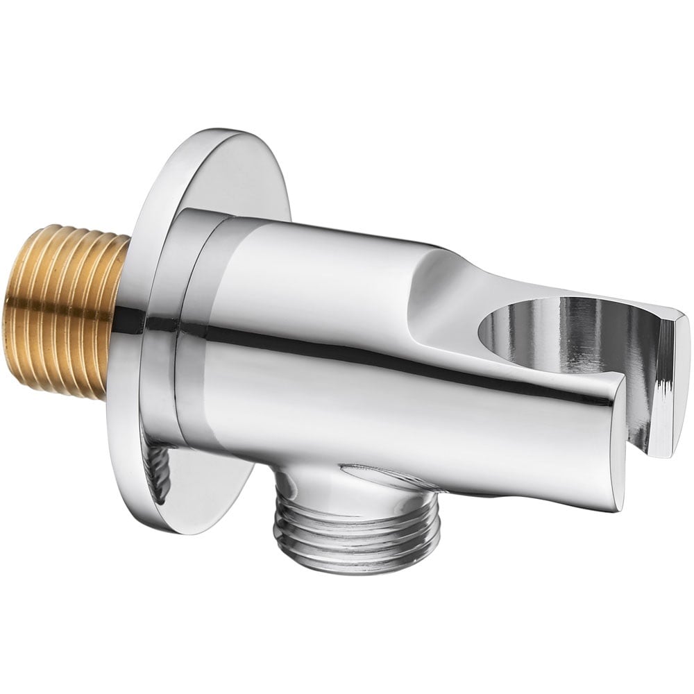 Astini Chrome Round Shower Outlet Elbow and Handset Holder