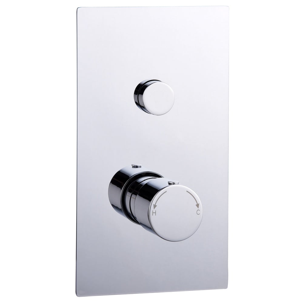 Astini Chrome Round Thermostatic Concealed 1 Outlet Push Button Shower Valve