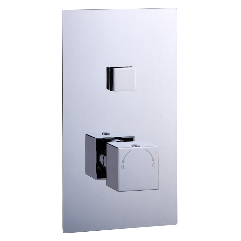 Astini Chrome Square Thermostatic Concealed 1 Outlet Push Button Shower Valve