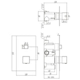 Astini Chrome Square Thermostatic Concealed 1 Outlet Push Button Shower Valve