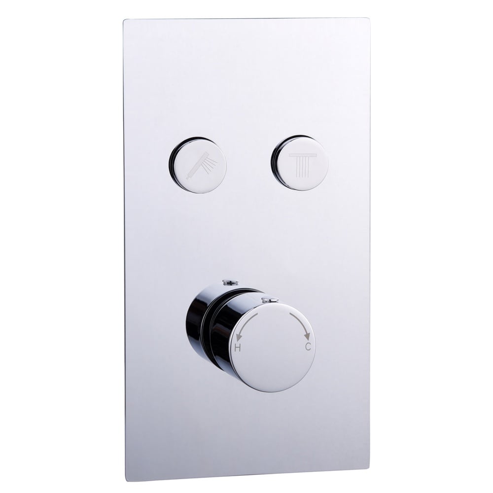 Astini Chrome Round Thermostatic Concealed 2 Outlet Push Button Shower Valve
