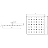 Astini Chrome Square Slimline Fixed Overhead Shower Head 250mm