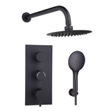 Astini Orca Black Round Concealed Thermostatic 3 Handle 2 Way Shower Valve Kit