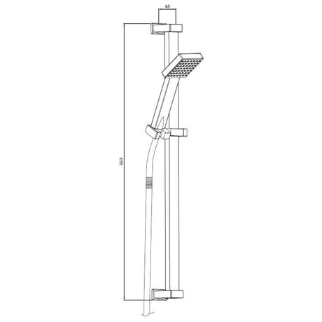 Astini Chrome Square Riser Shower Slide Rail Kit