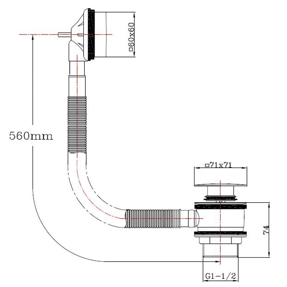 Astini Square Chrome Bath Overflow & Waste