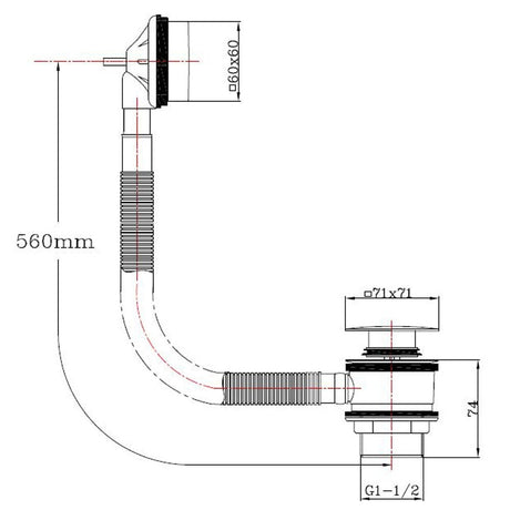 Astini Square Chrome Bath Overflow & Waste