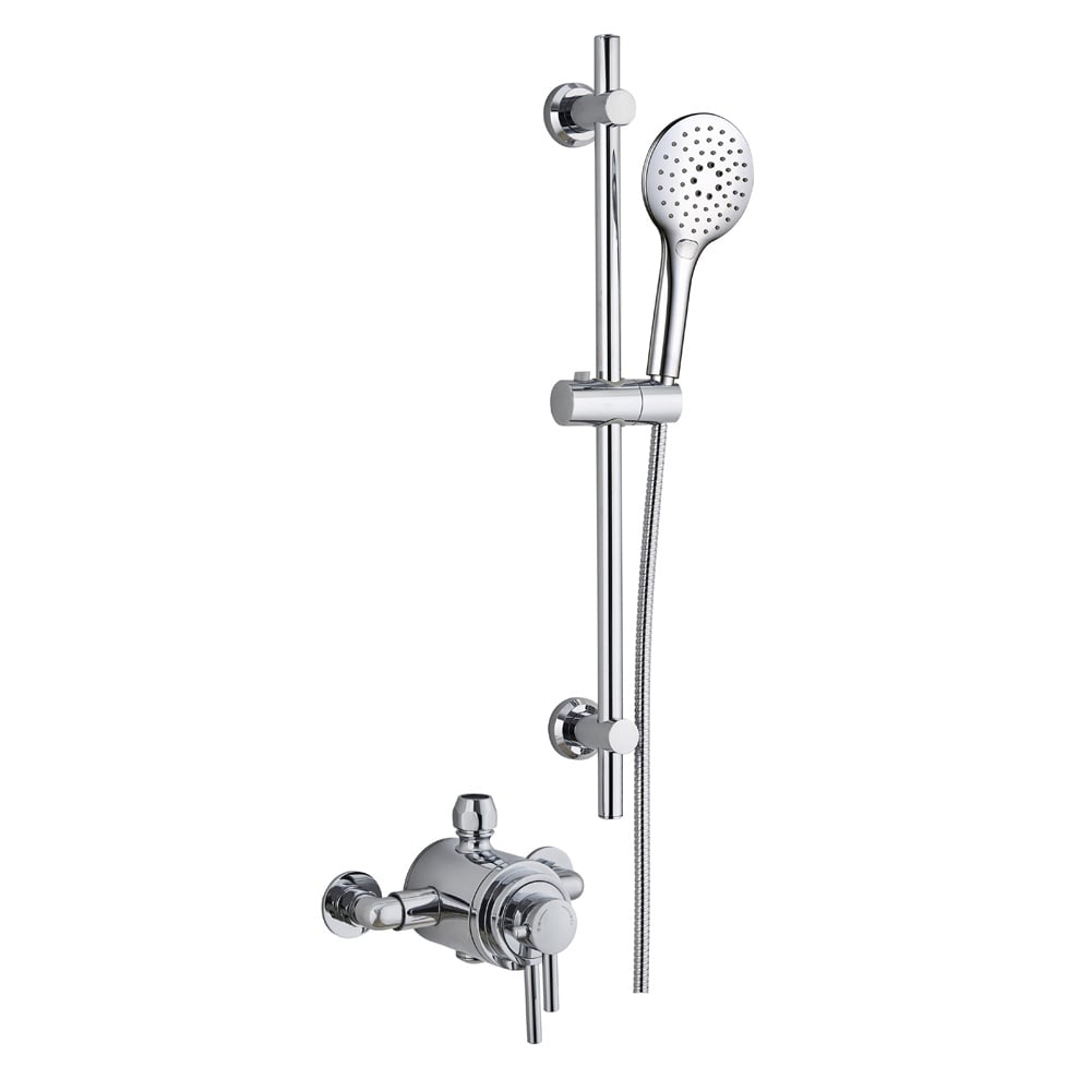 Astini Conwy Chrome Concentric Dual Control Shower Valve & Riser Rail Kit
