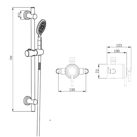 Astini Conwy Chrome Concentric Dual Control Shower Valve & Riser Rail Kit