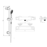Astini Bala Chrome Low Pressure High-Flow Shower Valve & Riser Rail Kit