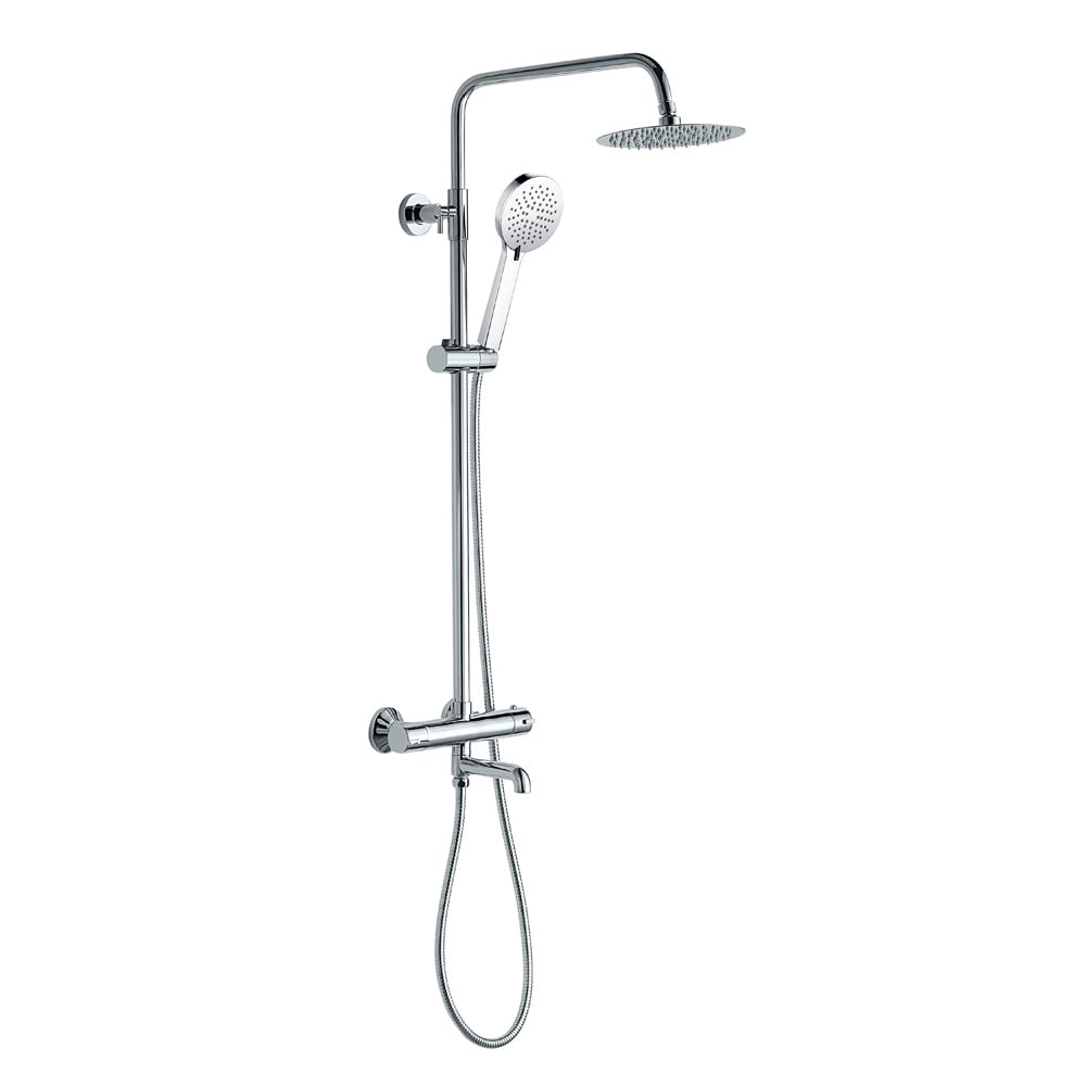 Astini Chrome Round Thermostatic Overhead Shower & Handset with Bath Filler