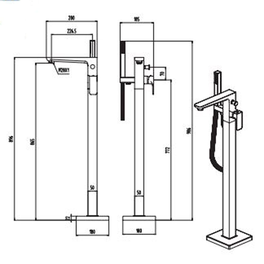 Astini Swansea Chrome Bathroom Freestanding Bath Shower Mixer Tap TIS5078
