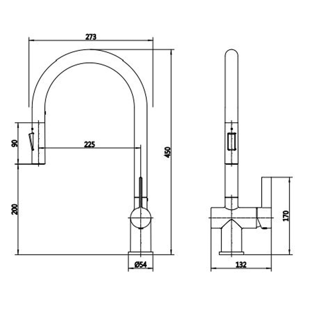 Astini Mayhill Single Lever Pull Out Kitchen Sink Mixer Tap with Brushed Brass Finish