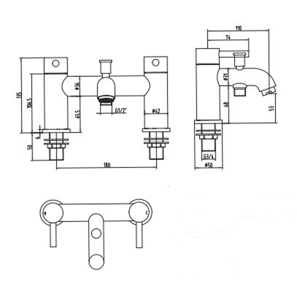 Astini Chepstow Black Gunmetal Bathroom Bath Shower Mixer Tap TIS5114