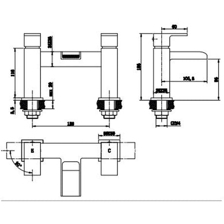 Astini Cardiff Chrome Bathroom Bath Filler Tap TIS5003