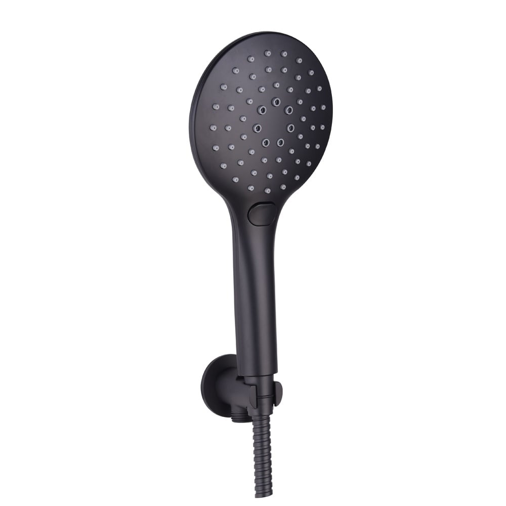 Astini Orca Black Round Wall Outlet Elbow with Bracket, Hose & Handset